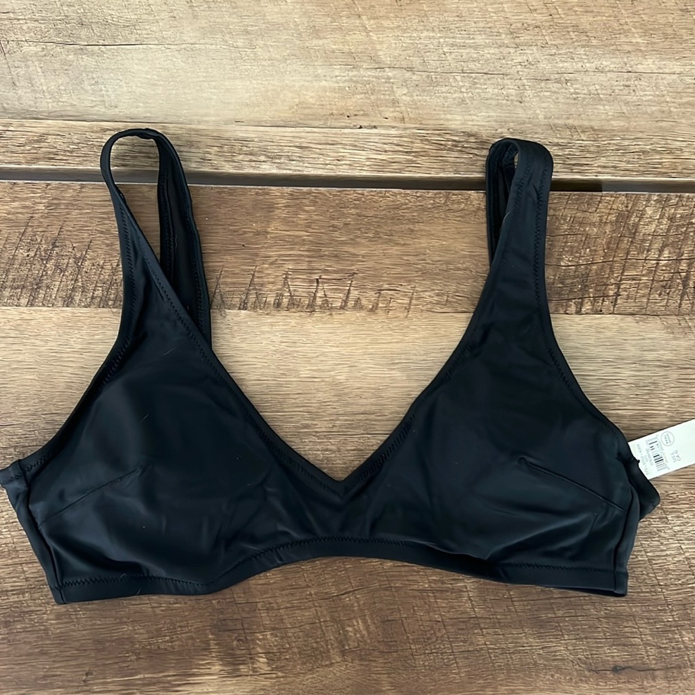 Aerie black scoop neck bikini top size L NWT black